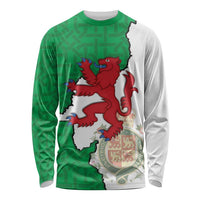 Montgomeryshire Wales Long Sleeve Shirt Map and Emblem Celtic Style - Wonder Print Shop