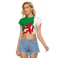 Montgomeryshire Wales Raglan Cropped T Shirt Map and Emblem Celtic Style - Wonder Print Shop