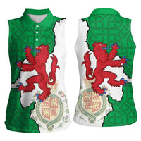 Montgomeryshire Wales Women Sleeveless Polo Shirt Map and Emblem Celtic Style - Wonder Print Shop