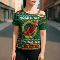 Personalized Montgomeryshire Wales Christmas Cross Shoulder Shirt Celtic Red Wing Cymru Heritage - Wonder Print Shop