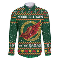 Personalized Montgomeryshire Wales Christmas Family Matching Long Sleeve Bodycon Dress and Hawaiian Shirt Celtic Red Wing Cymru Heritage - Wonder Print Shop