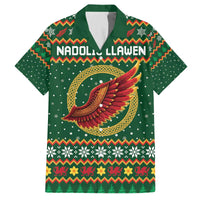 Personalized Montgomeryshire Wales Christmas Family Matching Off The Shoulder Long Sleeve Dress and Hawaiian Shirt Celtic Red Wing Cymru Heritage - Wonder Print Shop