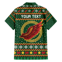 Personalized Montgomeryshire Wales Christmas Family Matching Off Shoulder Maxi Dress and Hawaiian Shirt Celtic Red Wing Cymru Heritage - Wonder Print Shop