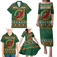 Personalized Montgomeryshire Wales Christmas Family Matching Puletasi and Hawaiian Shirt Celtic Red Wing Cymru Heritage - Wonder Print Shop
