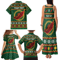 Personalized Montgomeryshire Wales Christmas Family Matching Tank Maxi Dress and Hawaiian Shirt Celtic Red Wing Cymru Heritage - Wonder Print Shop
