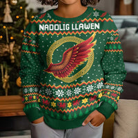 Personalized Montgomeryshire Wales Christmas Kid Ugly Christmas Sweater Celtic Red Wing Cymru Heritage - Wonder Print Shop