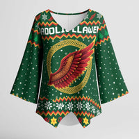 Personalized Montgomeryshire Wales Christmas Kimono Sleeve Blouse Celtic Red Wing Cymru Heritage - Wonder Print Shop