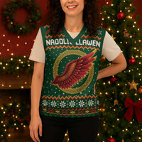 Personalized Montgomeryshire Wales Christmas Knitted V-Neck Vest Celtic Red Wing Cymru Heritage - Wonder Print Shop