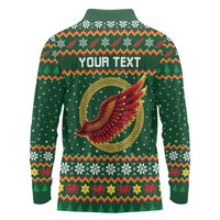 Personalized Montgomeryshire Wales Christmas Long Sleeve Polo Shirt Celtic Red Wing Cymru Heritage - Wonder Print Shop