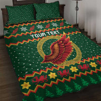 Personalized Montgomeryshire Wales Christmas Quilt Bed Set Celtic Red Wing Cymru Heritage - Wonder Print Shop