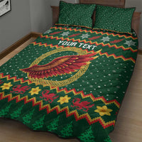 Personalized Montgomeryshire Wales Christmas Quilt Bed Set Celtic Red Wing Cymru Heritage - Wonder Print Shop