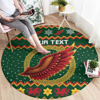 Personalized Montgomeryshire Wales Christmas Round Carpet Celtic Red Wing Cymru Heritage - Wonder Print Shop