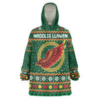 Personalized Montgomeryshire Wales Christmas Wearable Blanket Hoodie Celtic Red Wing Cymru Heritage - Wonder Print Shop