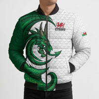 Wales Celtic Dragon Bomber Puffer Jacket Welsh Mythic Green Dragon - Wonder Print Shop