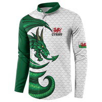 Wales Celtic Dragon Button Sweatshirt Welsh Mythic Green Dragon - Wonder Print Shop