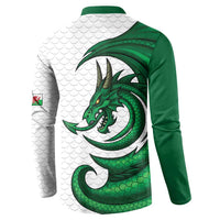 Wales Celtic Dragon Button Sweatshirt Welsh Mythic Green Dragon - Wonder Print Shop