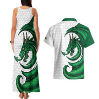 Wales Celtic Dragon Couples Matching Tank Maxi Dress and Hawaiian Shirt Welsh Mythic Green Dragon - Wonder Print Shop