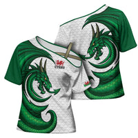 Wales Celtic Dragon Cross Shoulder Shirt Welsh Mythic Green Dragon - Wonder Print Shop