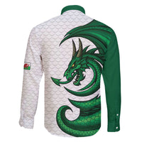 Wales Celtic Dragon Family Matching Off The Shoulder Long Sleeve Dress and Hawaiian Shirt Welsh Mythic Green Dragon - Wonder Print Shop