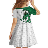 Wales Celtic Dragon Family Matching Off Shoulder Maxi Dress and Hawaiian Shirt Welsh Mythic Green Dragon - Wonder Print Shop