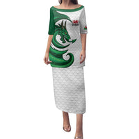 Wales Celtic Dragon Family Matching Puletasi and Hawaiian Shirt Welsh Mythic Green Dragon - Wonder Print Shop