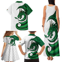 Wales Celtic Dragon Family Matching Tank Maxi Dress and Hawaiian Shirt Welsh Mythic Green Dragon - Wonder Print Shop