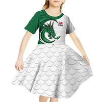 Wales Celtic Dragon Kid Short Sleeve Dress Welsh Mythic Green Dragon - Wonder Print Shop