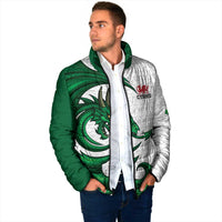 Wales Celtic Dragon Padded Jacket Welsh Mythic Green Dragon - Wonder Print Shop