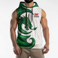 Wales Celtic Dragon Sleeveless Hoodie Welsh Mythic Green Dragon - Wonder Print Shop