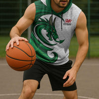 Wales Celtic Dragon Sleeveless Hoodie Welsh Mythic Green Dragon - Wonder Print Shop