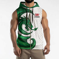 Wales Celtic Dragon Sleeveless Zip Hoodie Welsh Mythic Green Dragon - Wonder Print Shop