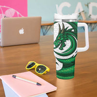 Wales Celtic Dragon Tumbler With Handle Welsh Mythic Green Dragon - Wonder Print Shop