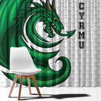 Wales Celtic Dragon Window Curtain Welsh Mythic Green Dragon - Wonder Print Shop