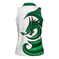 Wales Celtic Dragon Women Sleeveless Polo Shirt Welsh Mythic Green Dragon - Wonder Print Shop