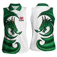 Wales Celtic Dragon Women Sleeveless Polo Shirt Welsh Mythic Green Dragon - Wonder Print Shop