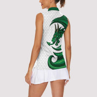 Wales Celtic Dragon Women Sleeveless Polo Shirt Welsh Mythic Green Dragon - Wonder Print Shop