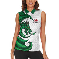 Wales Celtic Dragon Women Sleeveless Polo Shirt Welsh Mythic Green Dragon - Wonder Print Shop
