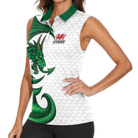 Wales Celtic Dragon Women Sleeveless Polo Shirt Welsh Mythic Green Dragon - Wonder Print Shop