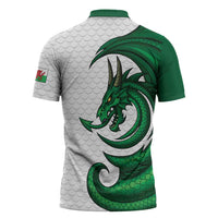 Wales Celtic Dragon Zipper Polo Shirt Welsh Mythic Green Dragon - Wonder Print Shop