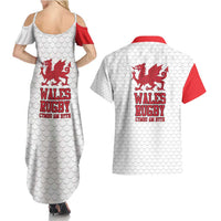 Wales Rugby Red Dragon Couples Matching Summer Maxi Dress and Hawaiian Shirt Cymru Am Byth - Wonder Print Shop