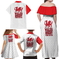 Wales Rugby Red Dragon Family Matching Off Shoulder Maxi Dress and Hawaiian Shirt Cymru Am Byth - Wonder Print Shop