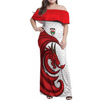 Wales Rugby Red Dragon Family Matching Off Shoulder Maxi Dress and Hawaiian Shirt Cymru Am Byth - Wonder Print Shop