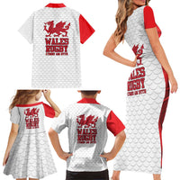 Wales Rugby Red Dragon Family Matching Short Sleeve Bodycon Dress and Hawaiian Shirt Cymru Am Byth - Wonder Print Shop