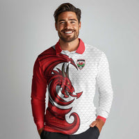 Wales Rugby Red Dragon Long Sleeve Polo Shirt Cymru Am Byth - Wonder Print Shop