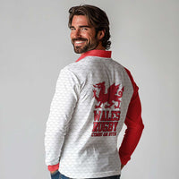 Wales Rugby Red Dragon Long Sleeve Polo Shirt Cymru Am Byth - Wonder Print Shop