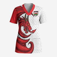 Wales Rugby Red Dragon Scrub Top Cymru Am Byth - Wonder Print Shop