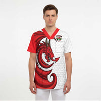 Wales Rugby Red Dragon Scrub Top Cymru Am Byth - Wonder Print Shop