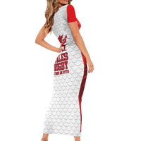 Wales Rugby Red Dragon Short Sleeve Bodycon Dress Cymru Am Byth - Wonder Print Shop
