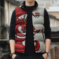 Wales Rugby Red Dragon Sleeveless Puffer Jacket Cymru Am Byth - Wonder Print Shop