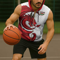 Wales Rugby Red Dragon Sleeveless Zip Hoodie Cymru Am Byth - Wonder Print Shop